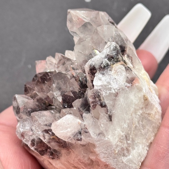 Sunset 🌅 Phantom Quartz Druzy Hematite Cluster Raw Mineral India - Picture 8 of 13